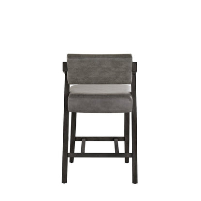 Black Wash Finish Charcoal PU Counter Height Chair