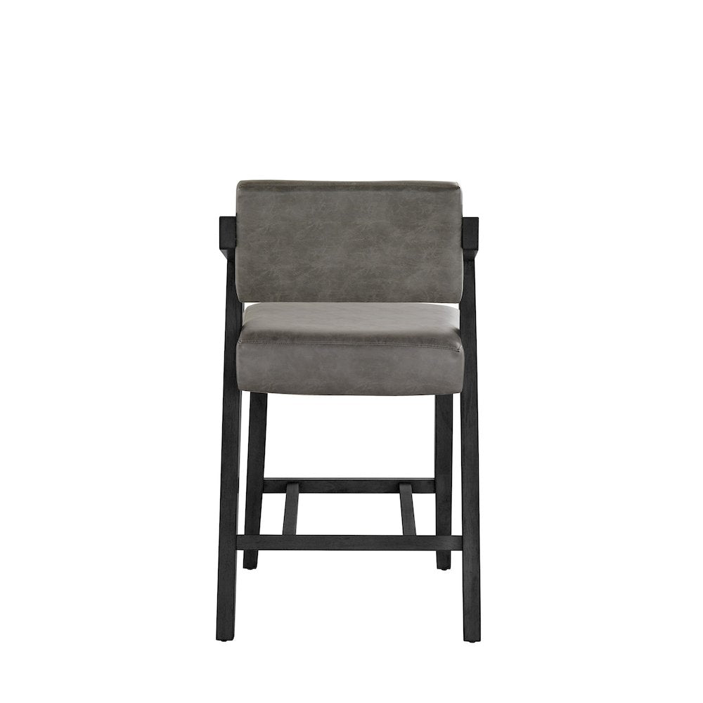 Black Wash Finish Charcoal PU Counter Height Chair