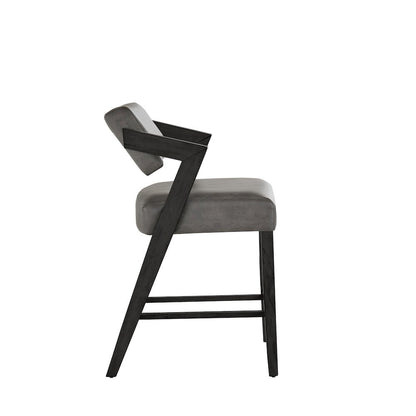 Black Wash Finish Charcoal PU Counter Height Chair