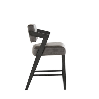 Black Wash Finish Charcoal PU Counter Height Chair