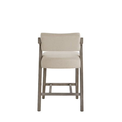 Aged Grey Finish Ivory Linen Counter Height Chair