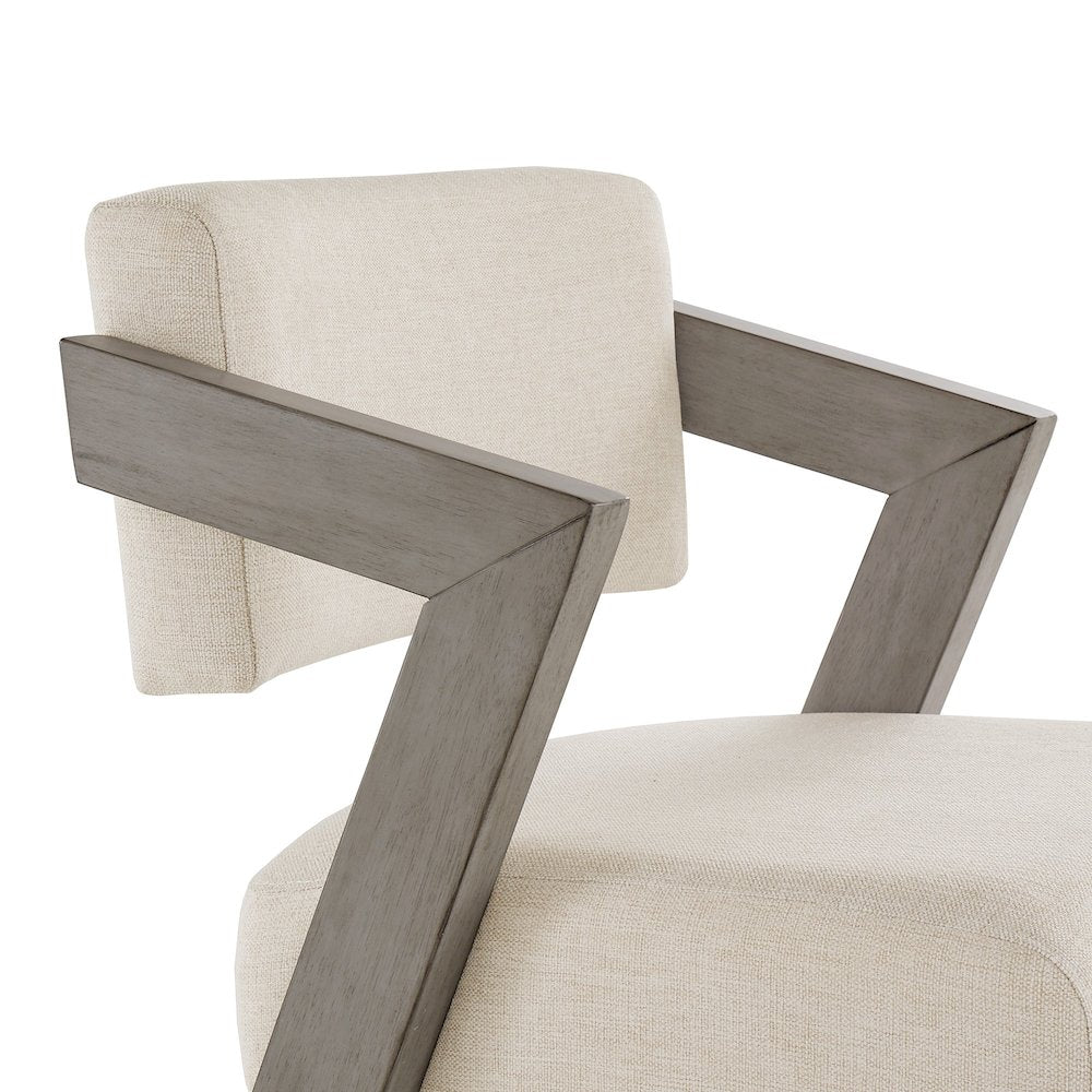 Aged Grey Finish Ivory Linen Counter Height Chair