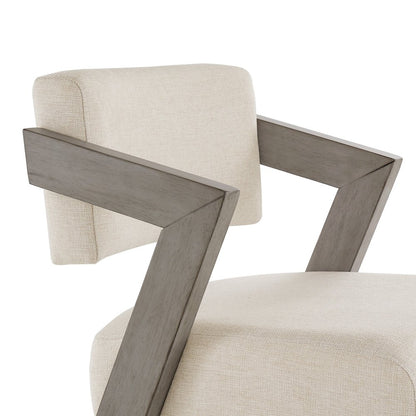 Aged Grey Finish Ivory Linen Counter Height Chair