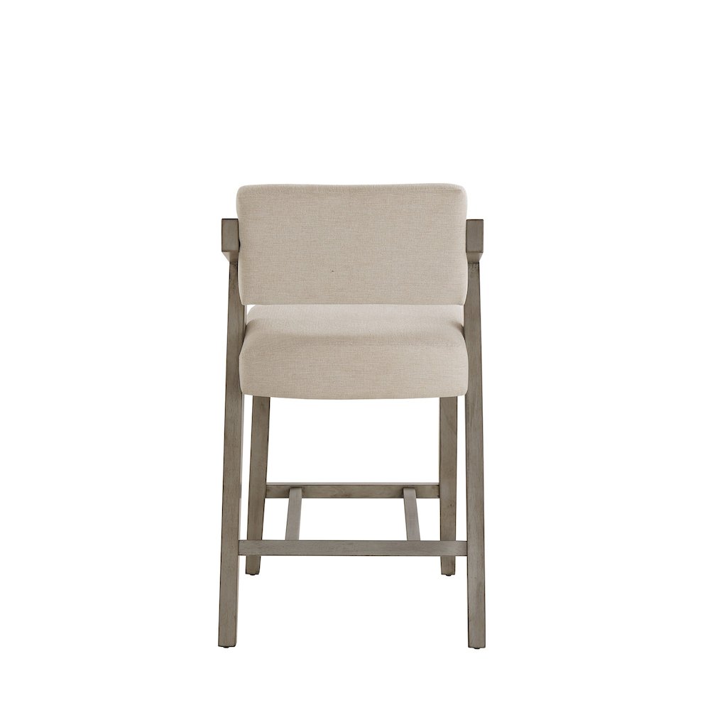 Aged Grey Finish Ivory Linen Counter Height Chair