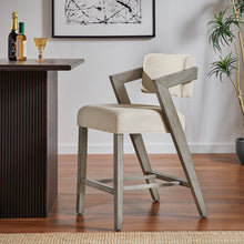 Aged Grey Finish Ivory Linen Counter Height Chair