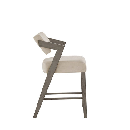 Aged Grey Finish Ivory Linen Counter Height Chair