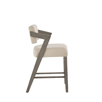 Aged Grey Finish Ivory Linen Counter Height Chair