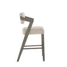 Aged Grey Finish Ivory Linen Bar Height Chair