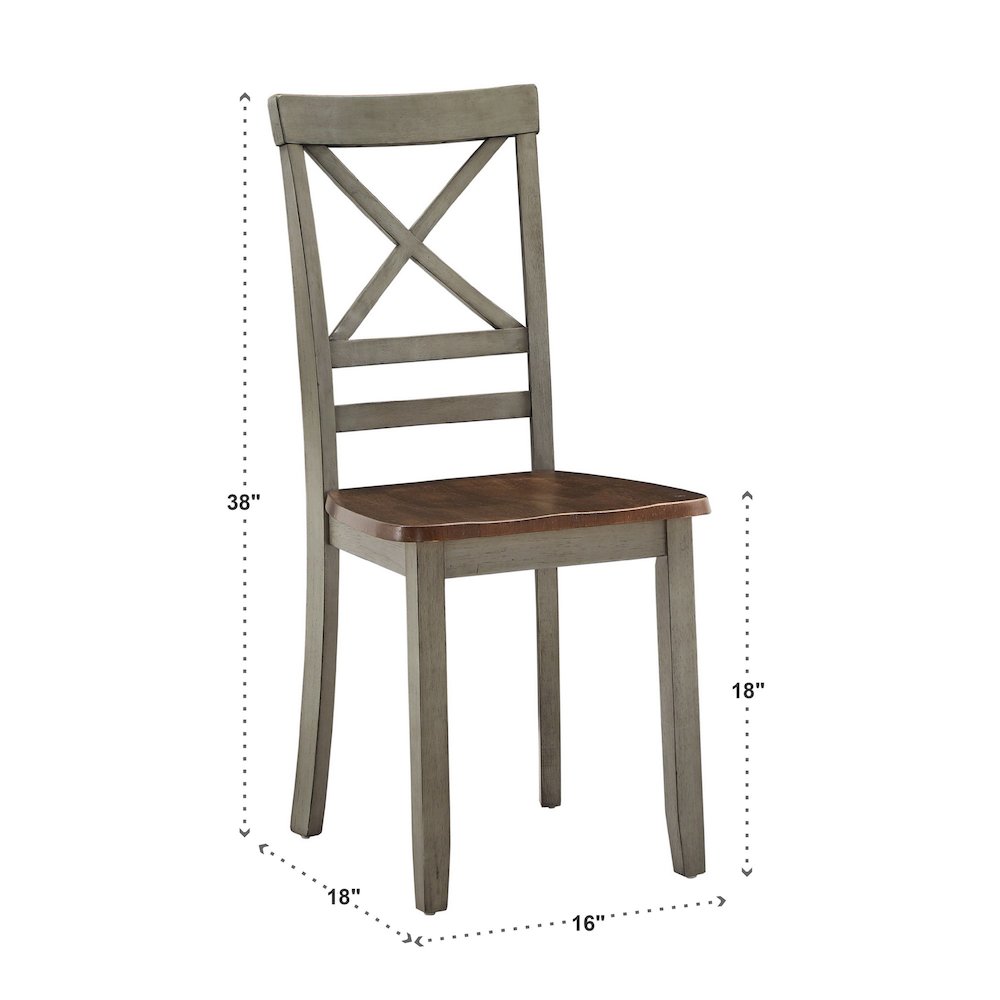Two-Tone Rustic Oak & Antique Grey Finish 5Pc Pack Dining Set