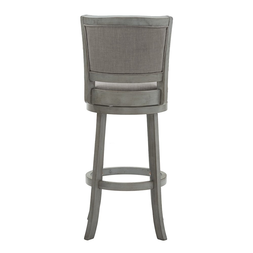 Antique Grey Finish Grey Linen Swivel Bar Height Chair