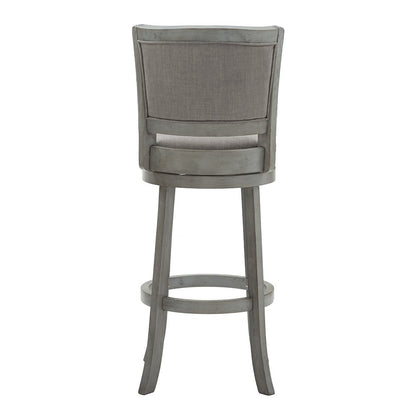 Antique Grey Finish Grey Linen Swivel Bar Height Chair