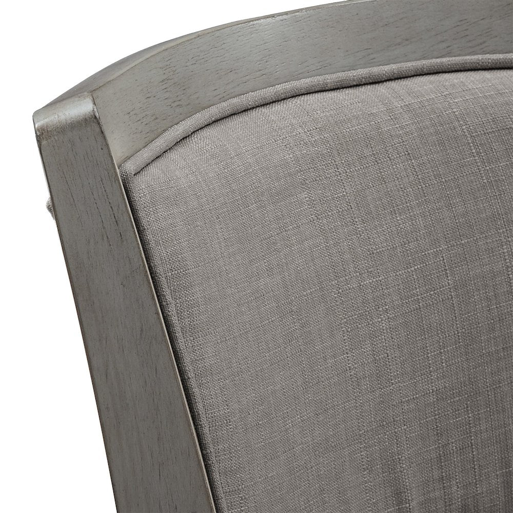 Antique Grey Finish Grey Linen Swivel Bar Height Chair