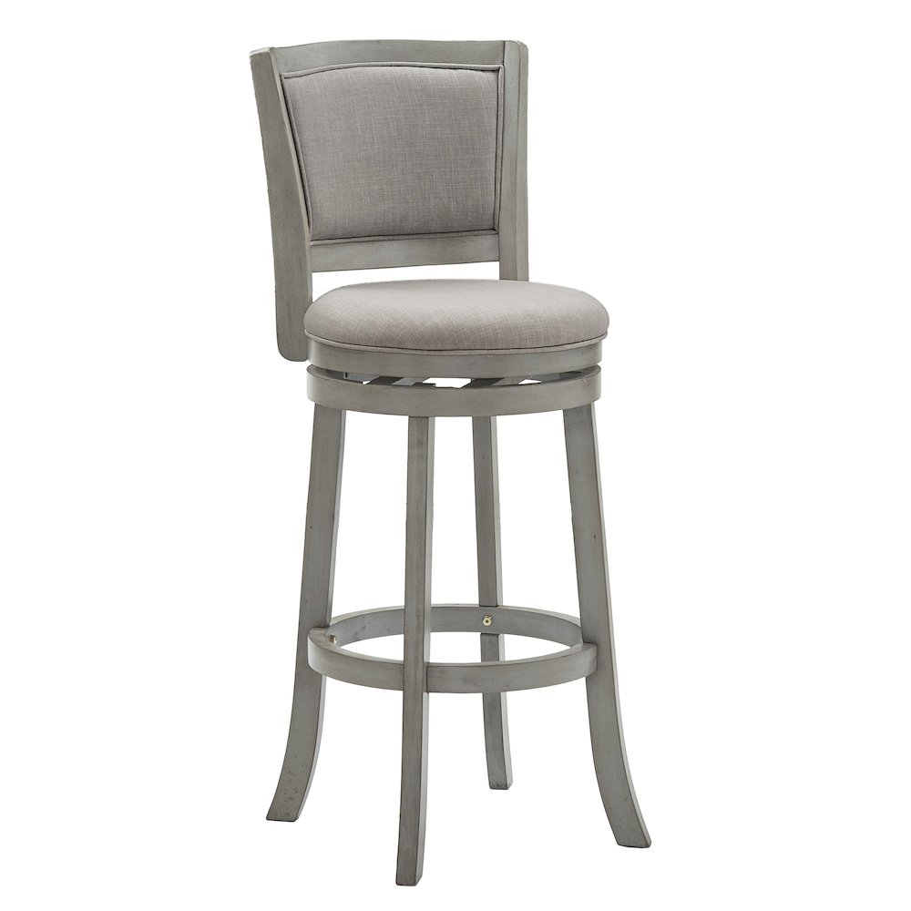 Antique Grey Finish Grey Linen Swivel Bar Height Chair
