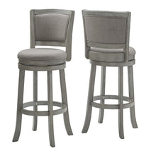 Antique Grey Finish Grey Linen Swivel Bar Height Chair