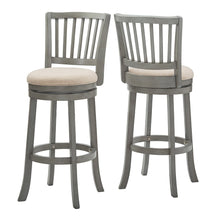 Antique Grey Finish Beige Linen Swivel Bar Height Chair