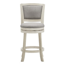 Antique White Finish Grey Linen Swivel Counter Height Chair