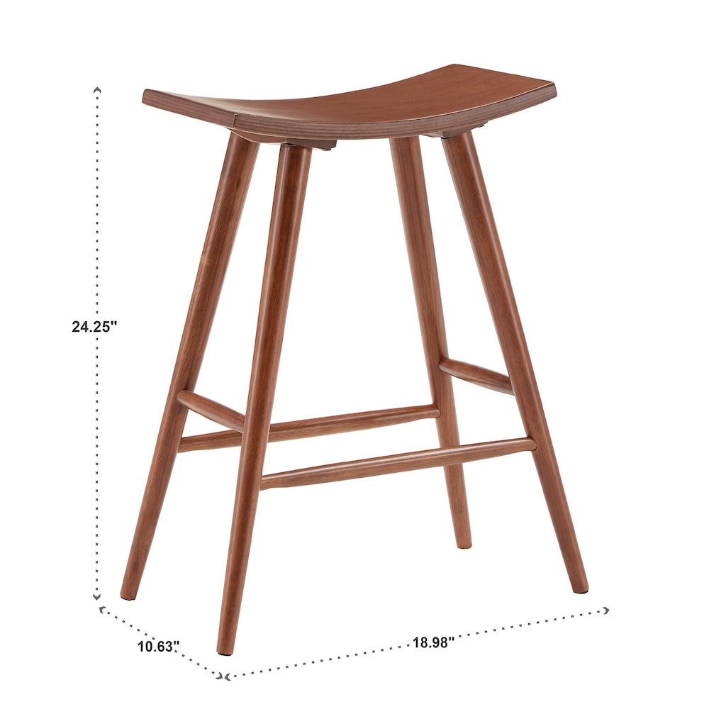 Set of 2, Oak Finish Counter Height Stool