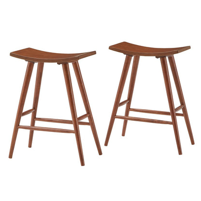 Set of 2, Oak Finish Counter Height Stool