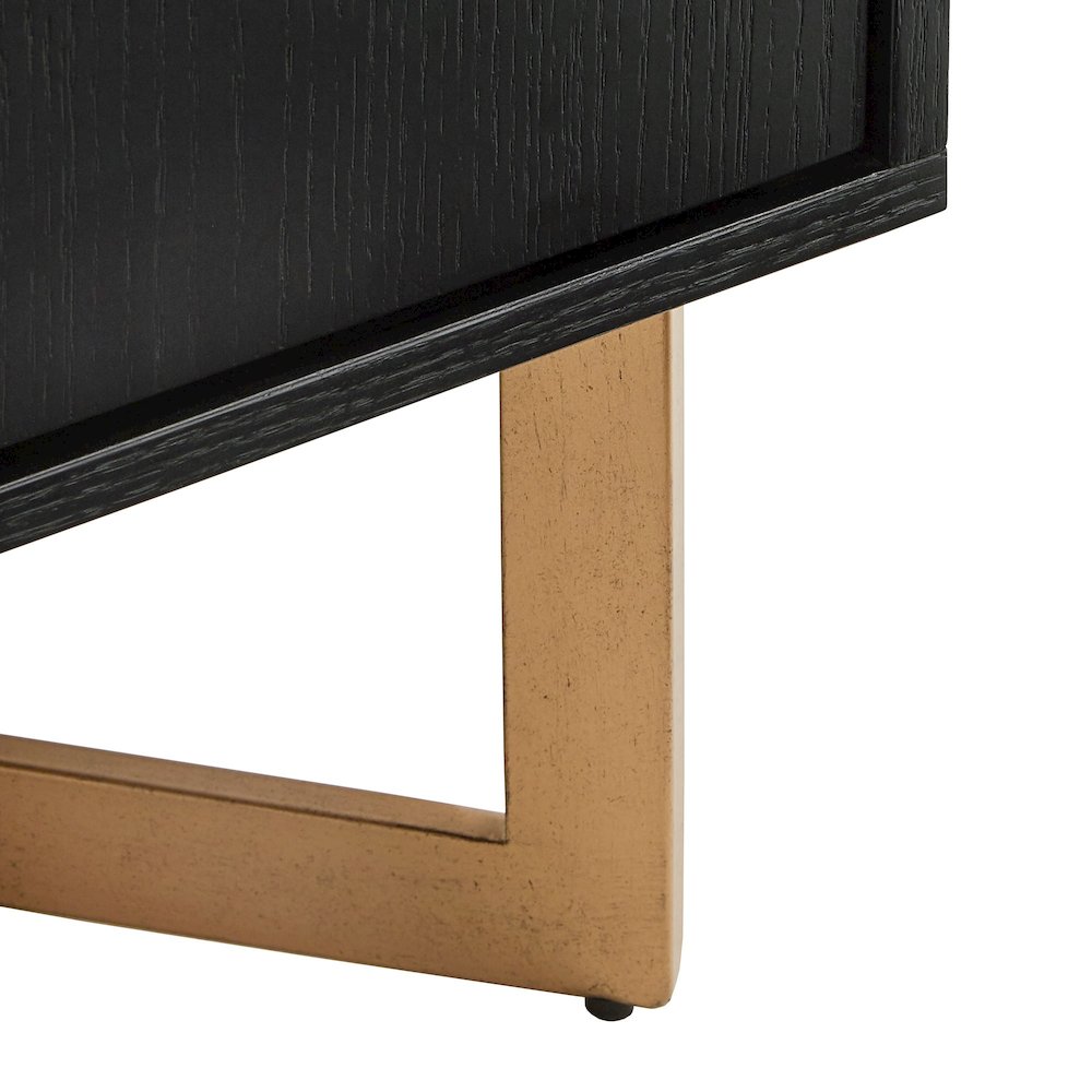 Black Finish Server With Gold Metal Base