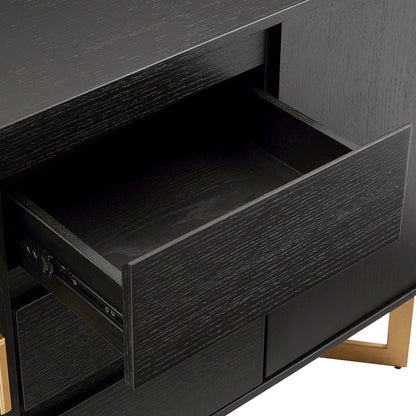 Black Finish Server With Gold Metal Base