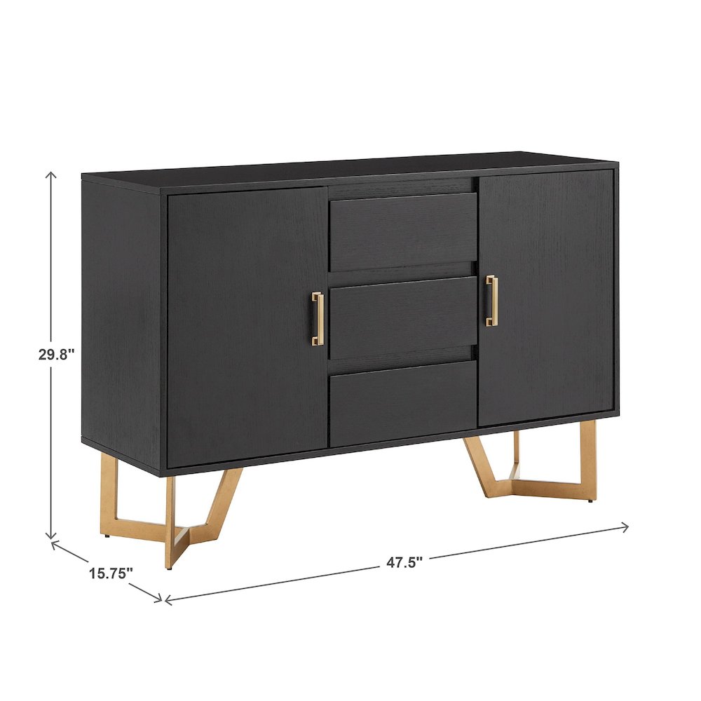 Black Finish Server With Gold Metal Base