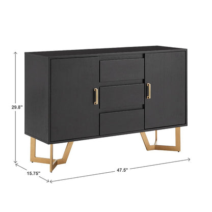 Black Finish Server With Gold Metal Base