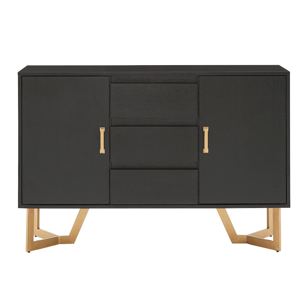 Black Finish Server With Gold Metal Base