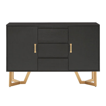 Black Finish Server With Gold Metal Base