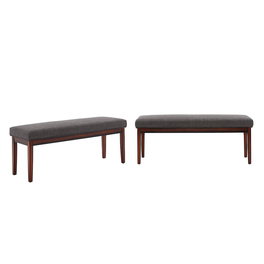 Espresso Finish Dark Grey Linen 52"W Bench