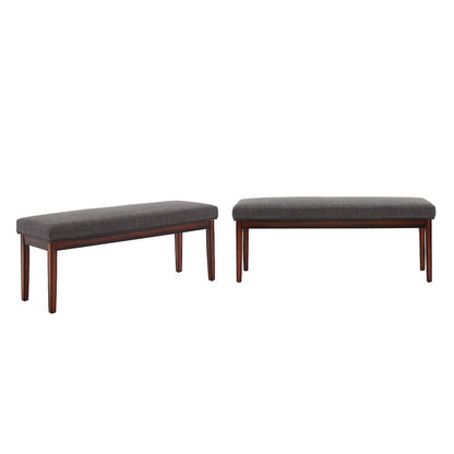 Espresso Finish Dark Grey Linen 52"W Bench