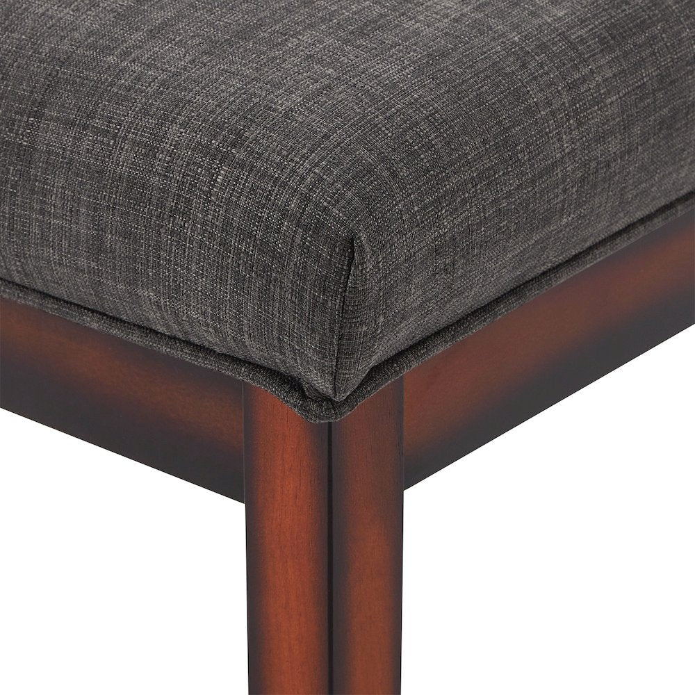 Espresso Finish Dark Grey Linen 52"W Bench