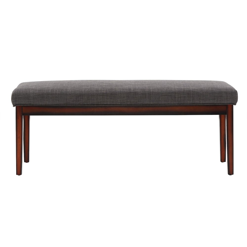 Espresso Finish Dark Grey Linen 52"W Bench