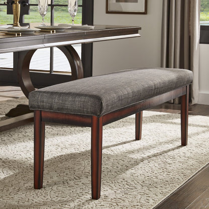 Espresso Finish Dark Grey Linen 52"W Bench