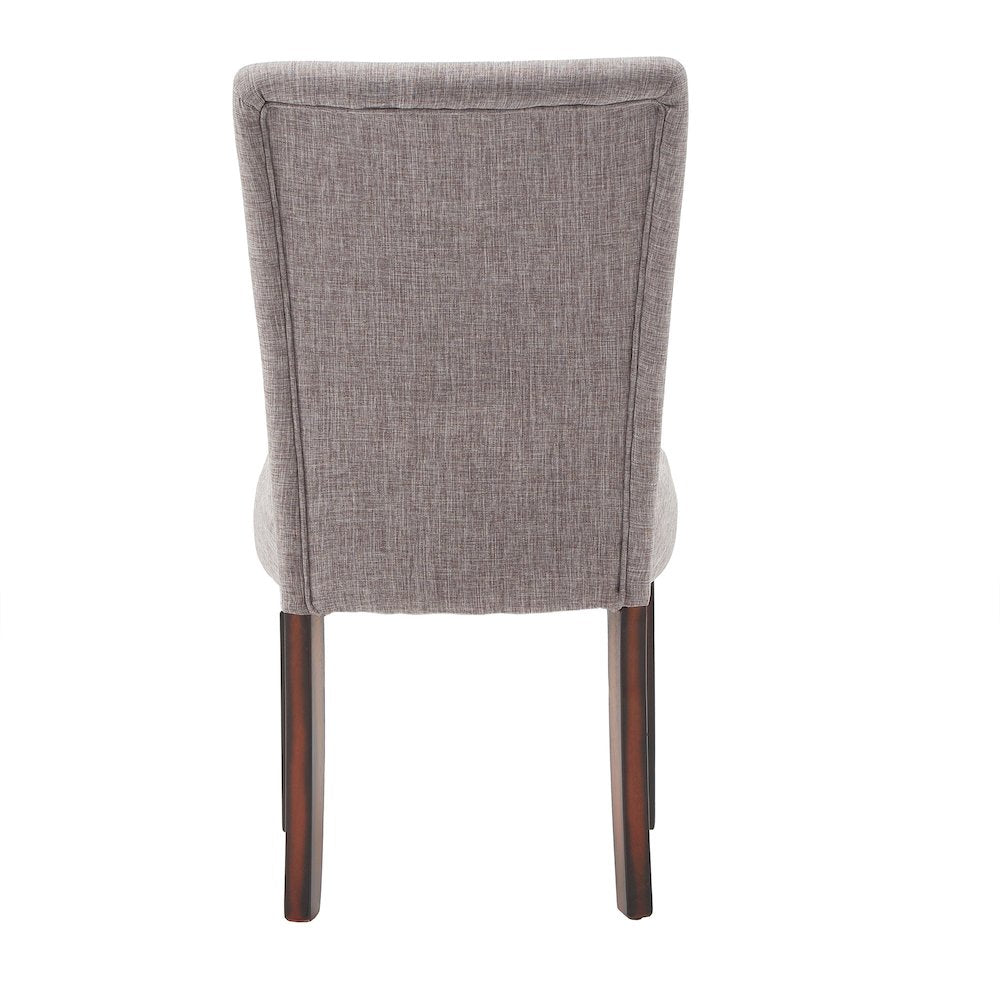Set of 2, Espresso Finish Grey Linen Parson Chair