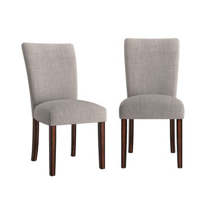 Set of 2, Espresso Finish Grey Linen Parson Chair