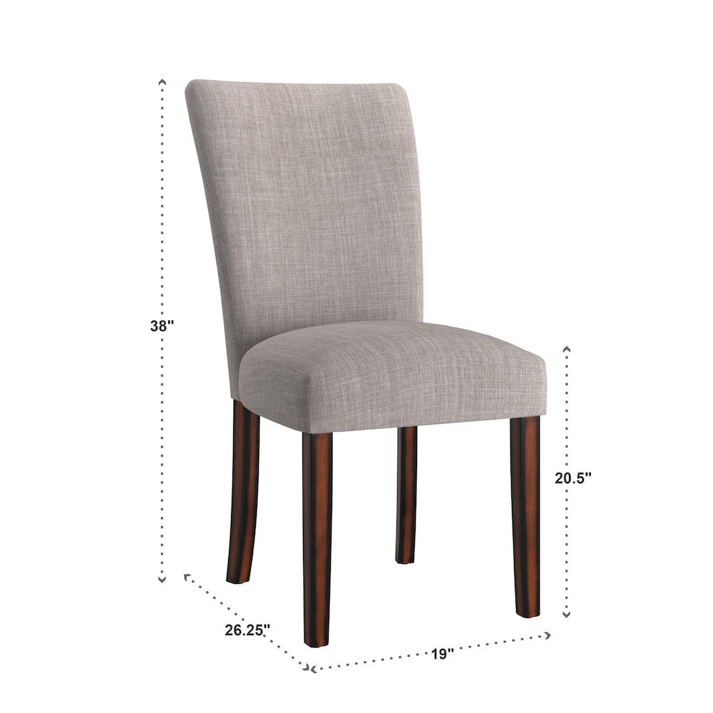 Set of 2, Espresso Finish Grey Linen Parson Chair