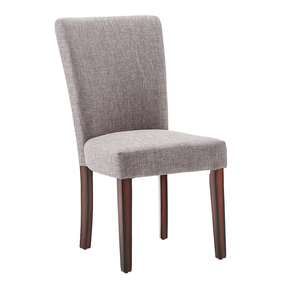 Set of 2, Espresso Finish Grey Linen Parson Chair