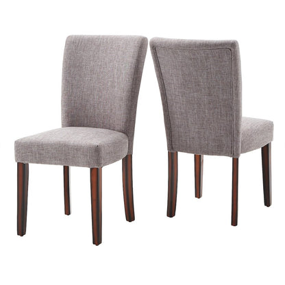 Set of 2, Espresso Finish Grey Linen Parson Chair