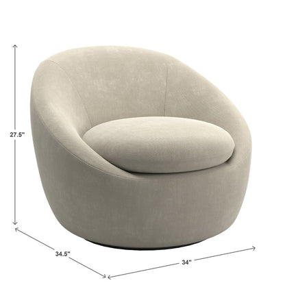 Beige Chenille Swivel Accent Chair