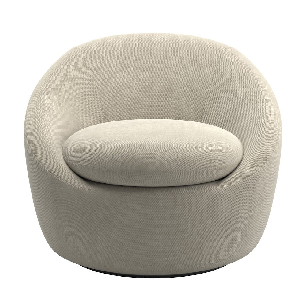 Beige Chenille Swivel Accent Chair