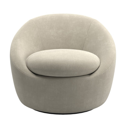 Beige Chenille Swivel Accent Chair