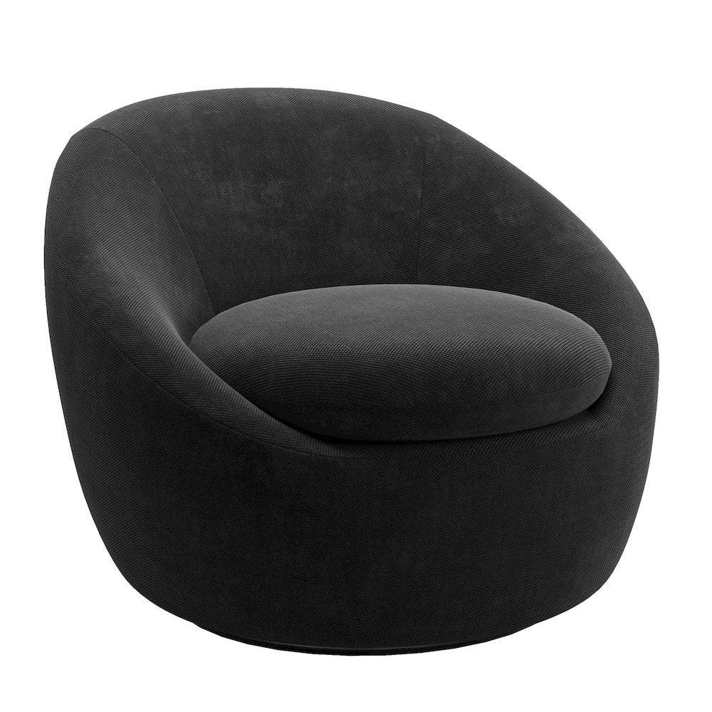 Black Chenille Swivel Accent Chair