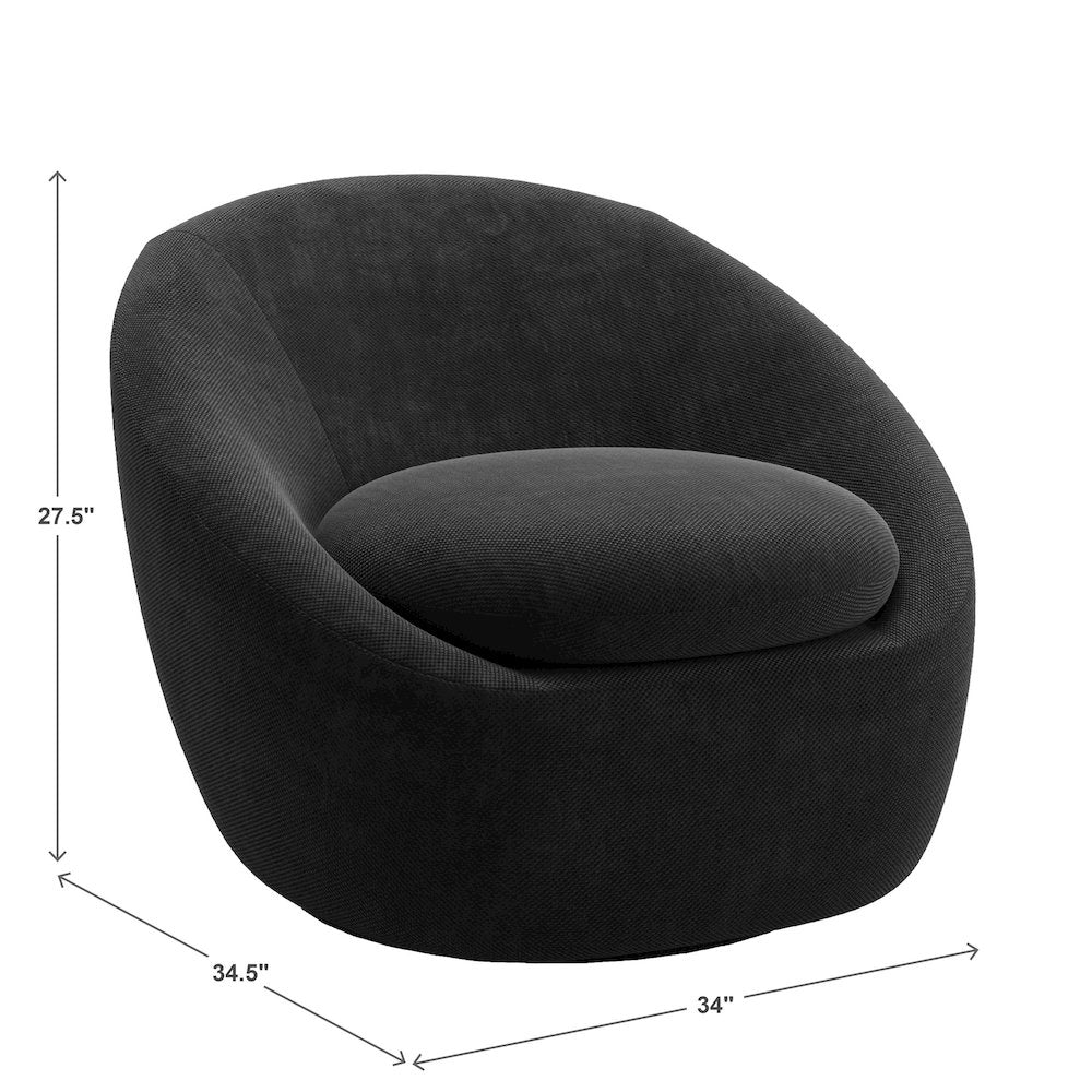 Black Chenille Swivel Accent Chair