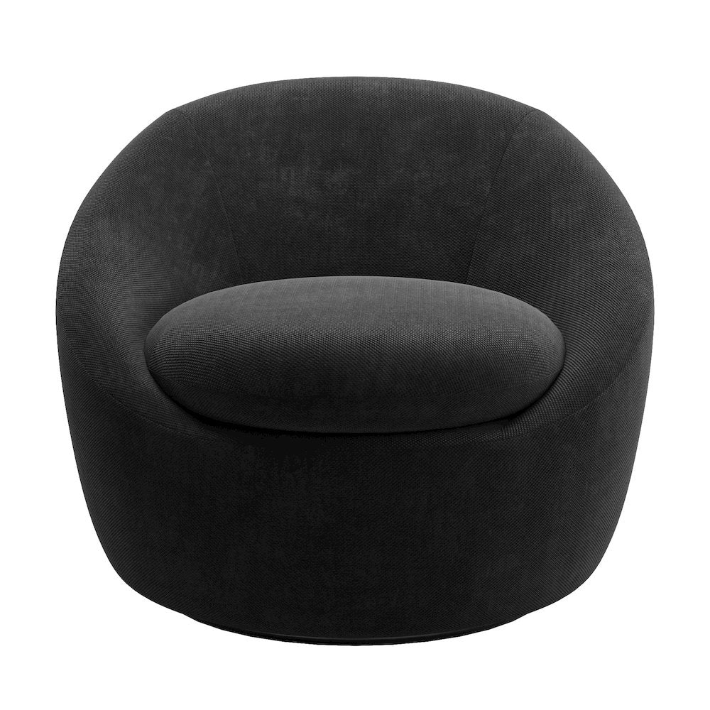 Black Chenille Swivel Accent Chair