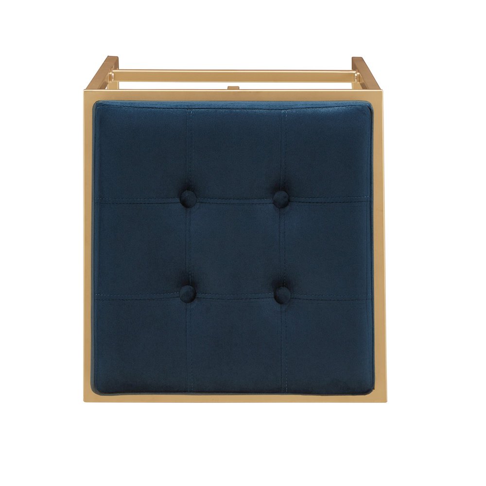 Set of 2, Gold Finish Blue Velvet Bar Height Stool