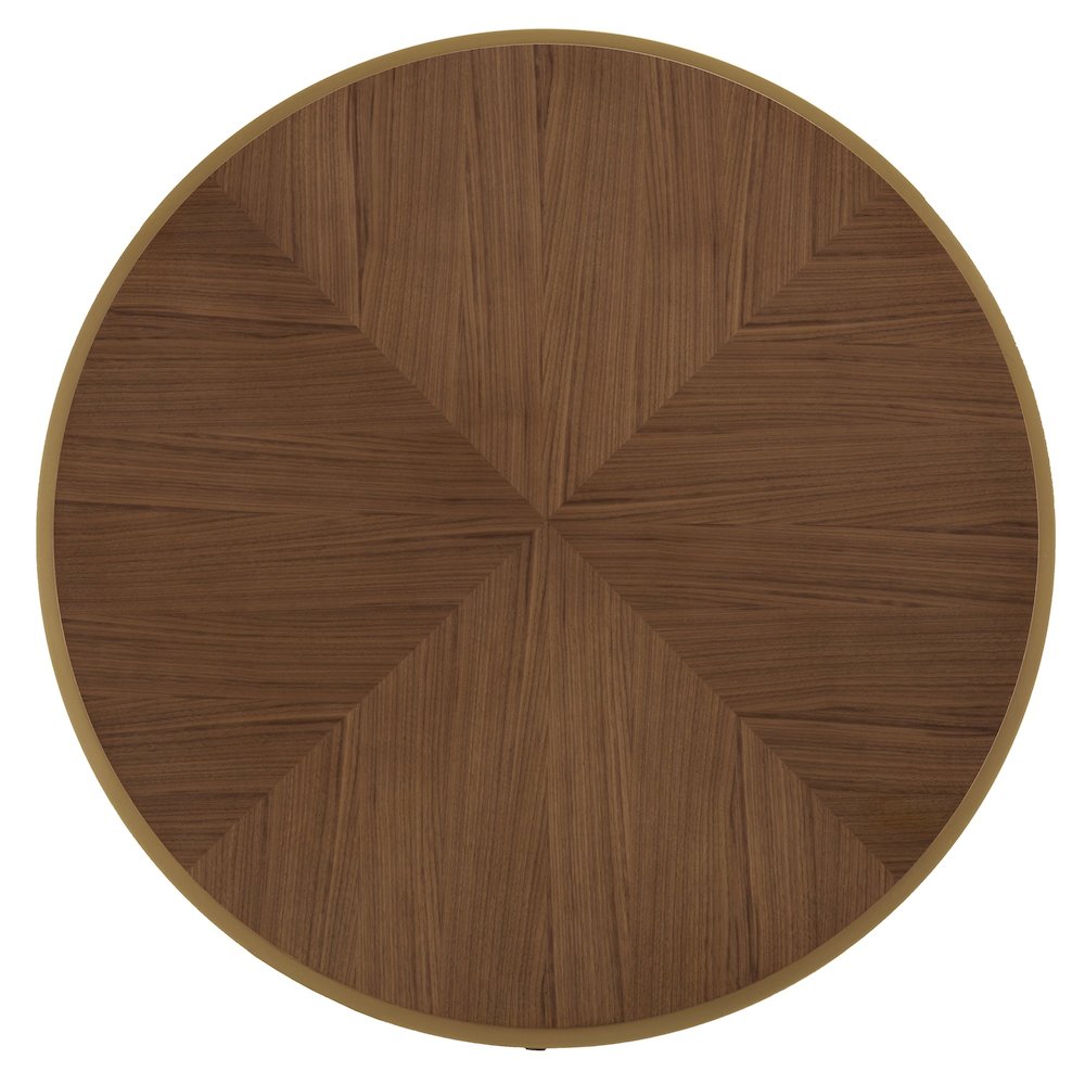 Natural Finish Dining Table With Gold Metal Base
