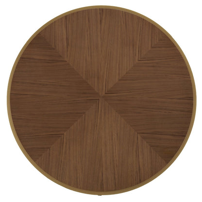 Natural Finish Dining Table With Gold Metal Base