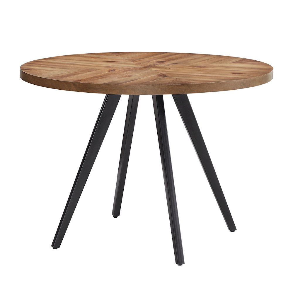 Oak Finish 45" Round Dining Table With Iron Grey Metal Base