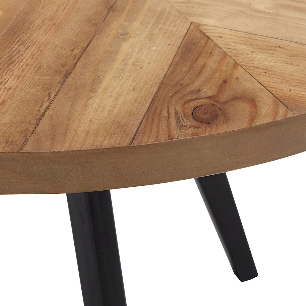 Oak Finish 45" Round Dining Table With Iron Grey Metal Base