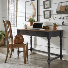 Antique Black Finish & Oak Finish Top Desk With Power & Usb Outlet